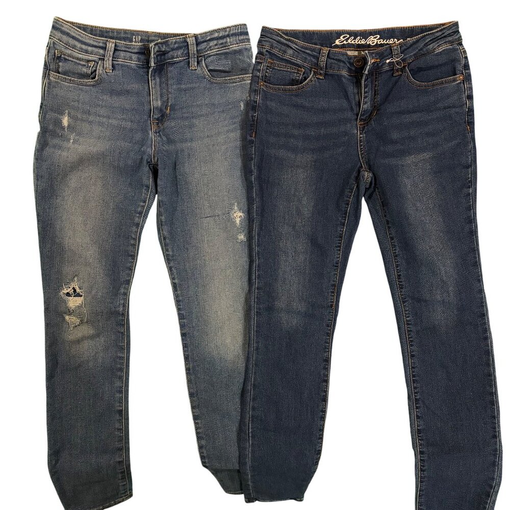 Gap Kids 14 Super Skinny & Eddie Bauer Dark Wash Girls Jeans Bundle